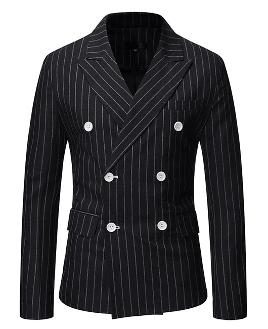 Blazer croisé à rayures d'affaires et col à revers