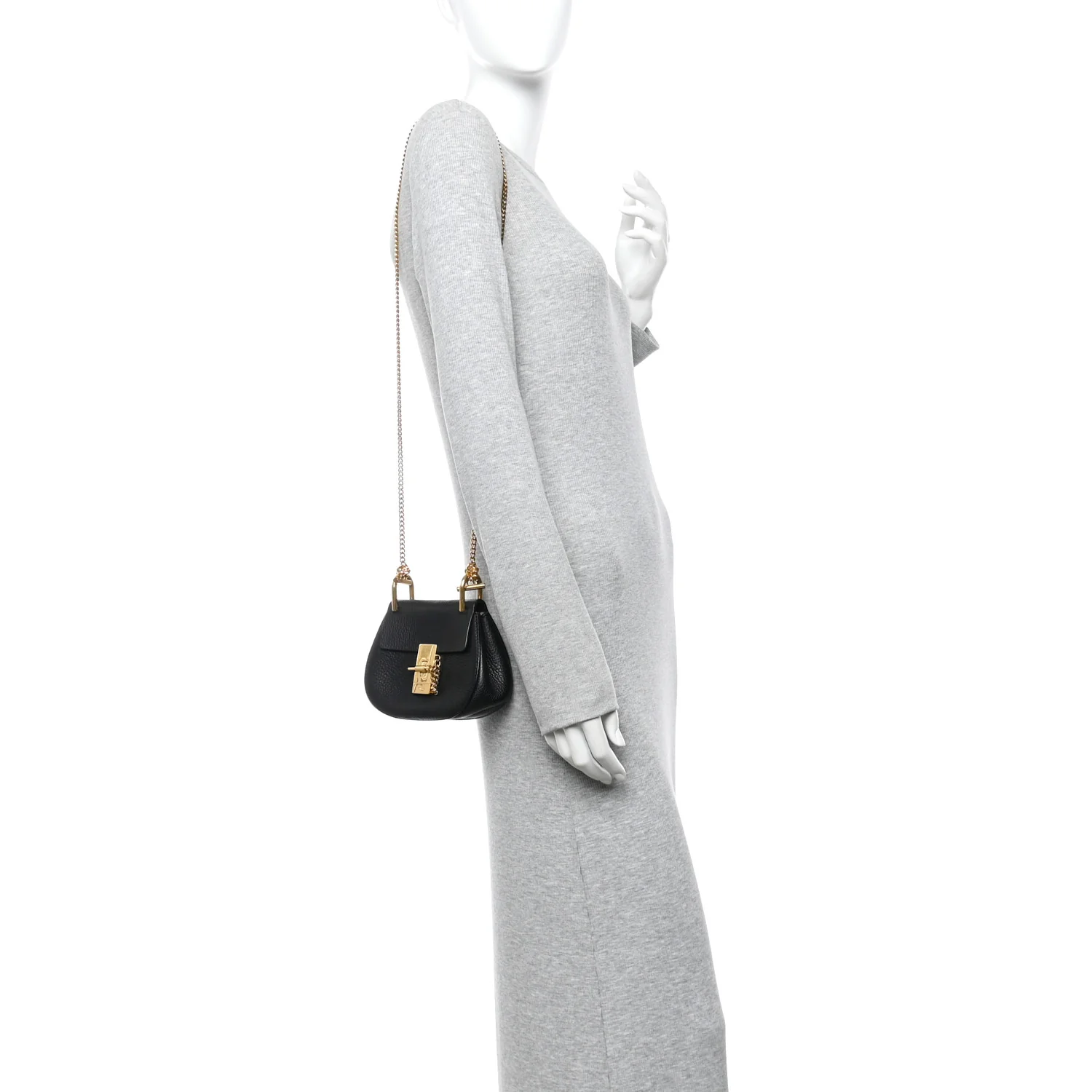 Grained Lambskin Nano Drew Shoulder Bag Black