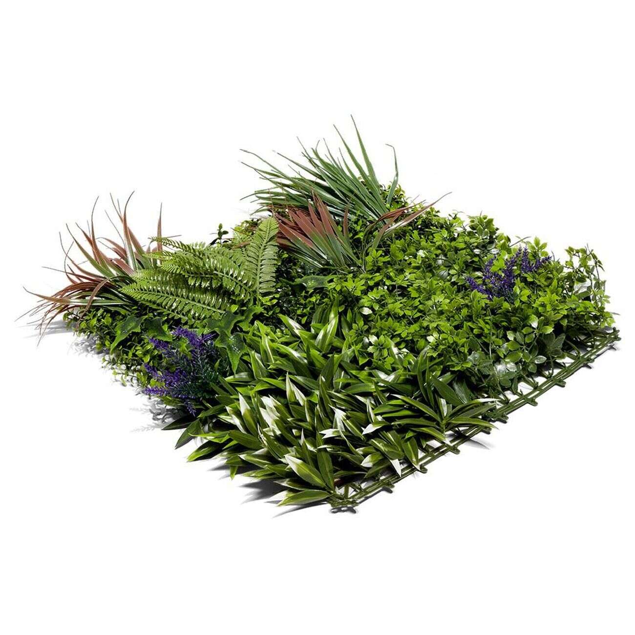 Carré végétal artificiel composition feuillage 50x50cm clipsable