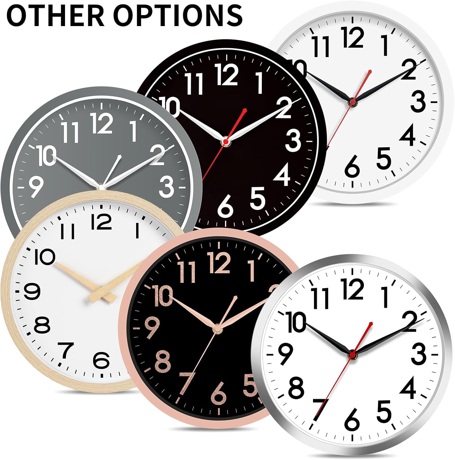 AKCISOT 10 Inch Wall Clock, Silent Battery Operated Analog Clock, Black |   Classroom |   Kitchen |   Office |   Easy to Read Numbers |   Garage