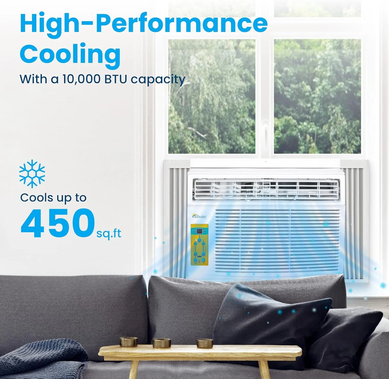 10,000 BTU Window Air Conditioner, Cools up to 450 sq ft , Easy to Use, Washable Filter Image 3