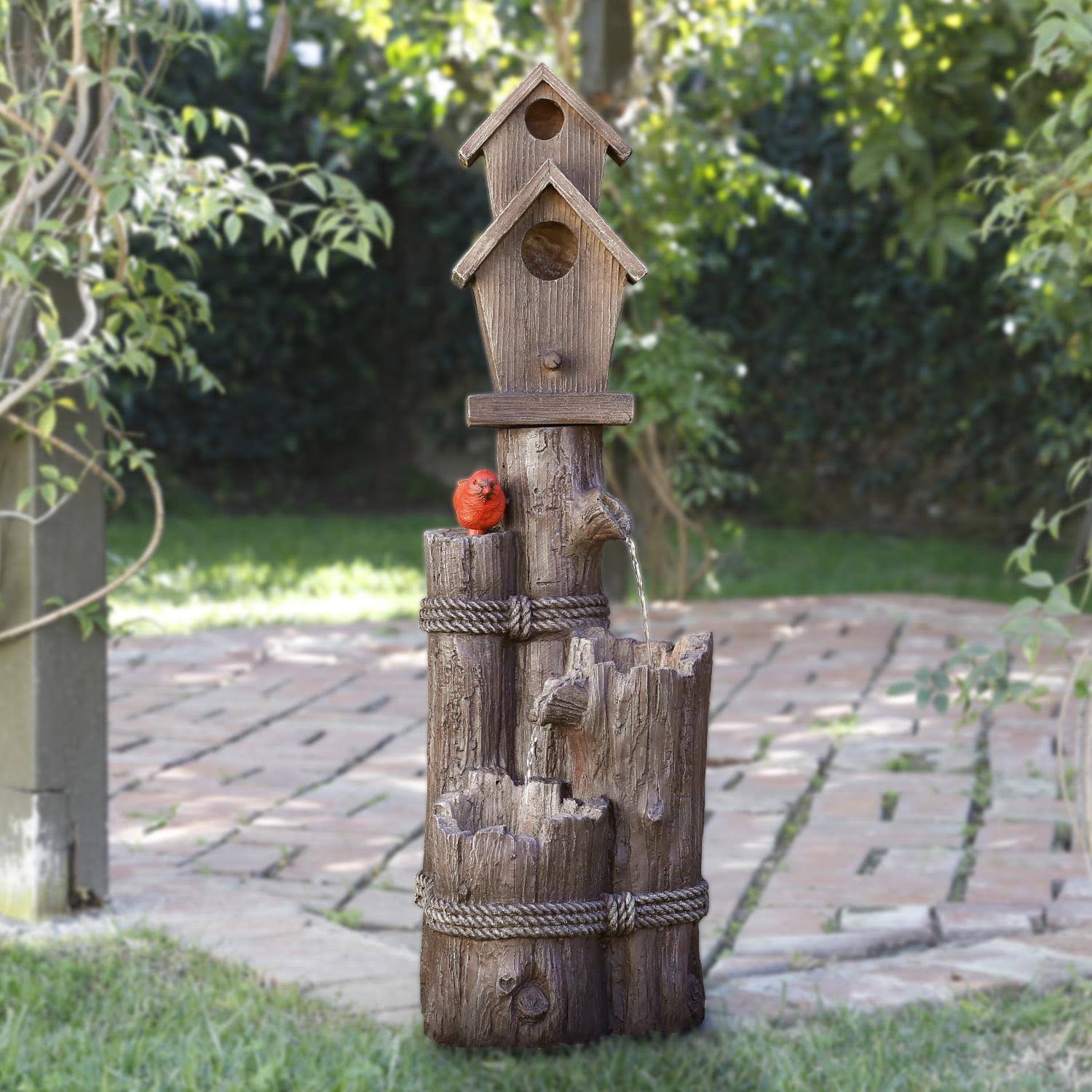 Alpine Corporation Three Tiered Birdhouse with Cardinal Fountain