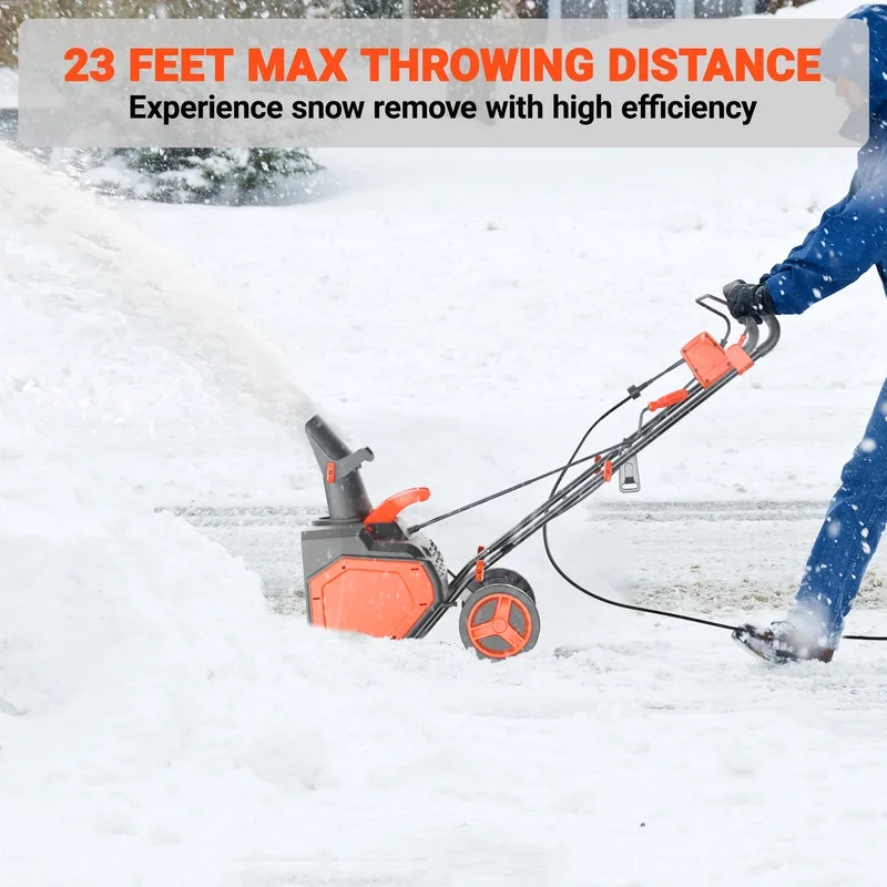 15 Amp Electric Snow Blower, 23 inch Corded Snow Blower with 180-degree Directional Chute(23") - Image 8