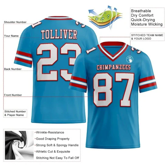 Custom Panther Blue White-Red Mesh Jersey