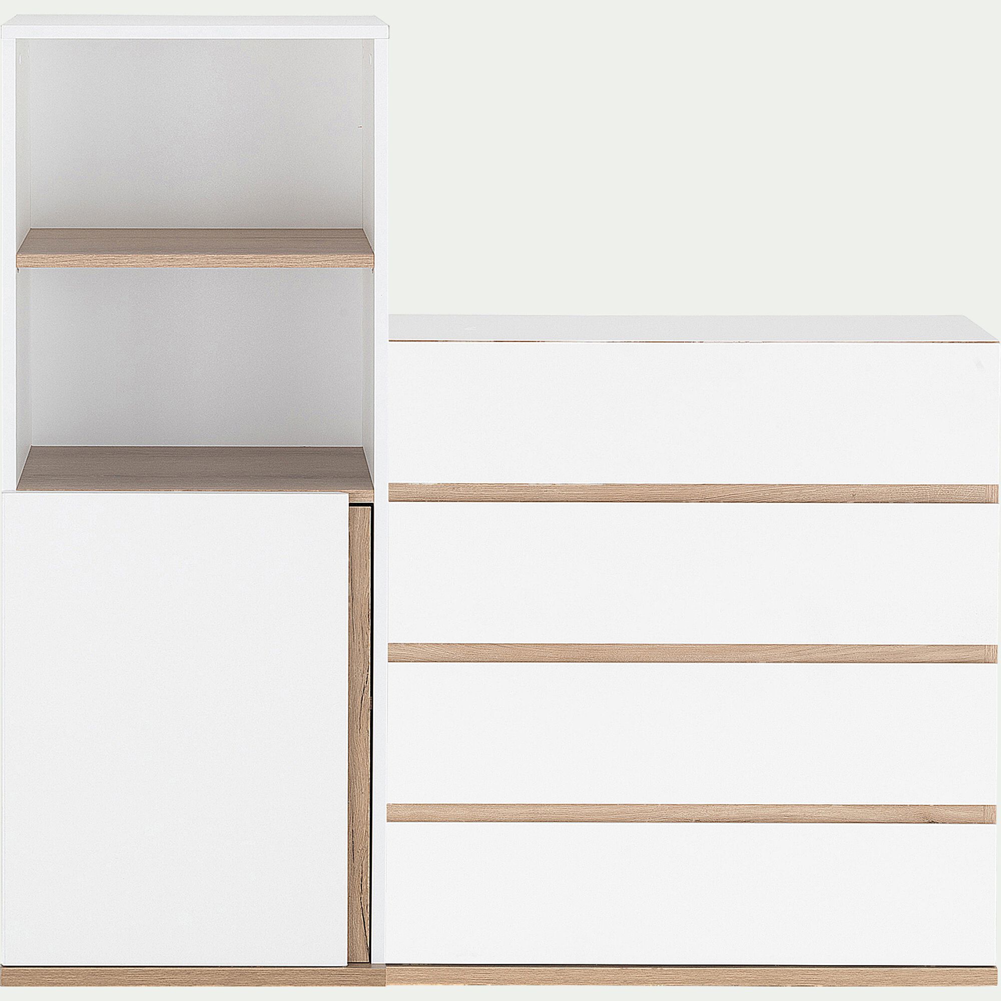 NESTOR - Commode module 4 tiroirs en bois effet chêne H94XL94cm - blanc