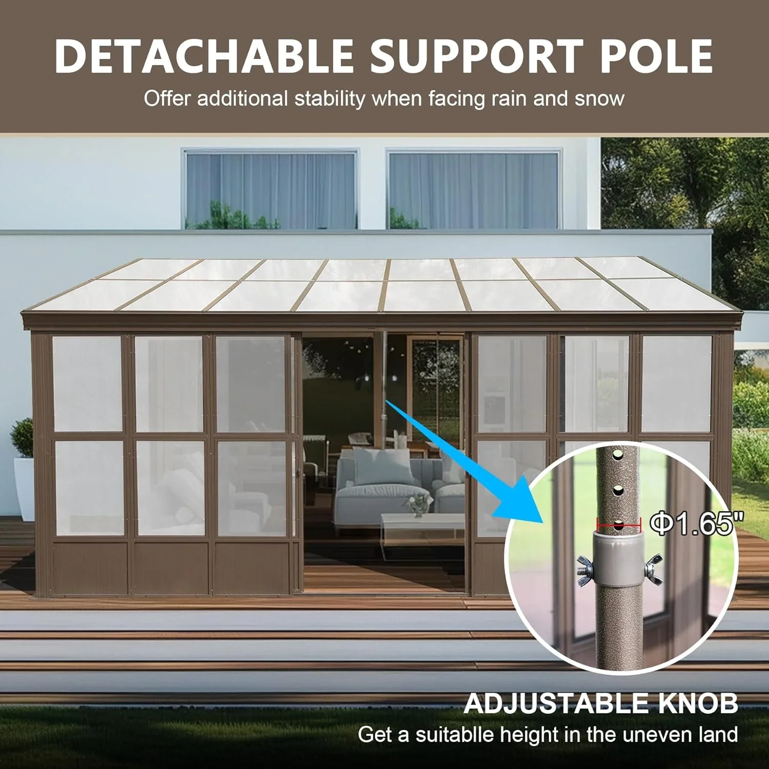 Domi Outdoor Living 10' x 12' Hardtop Lean-to Gazebo, Wall-Mounted with Galvanized Steel Roof Wall Pergola with Aluminum Frame, Curtains and Netting, for Patio, Deck, Garden, Backyard