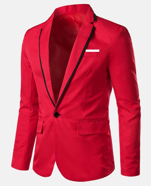 Blazer à poche et finitions contrastées, simple boutonnage, revers cranté