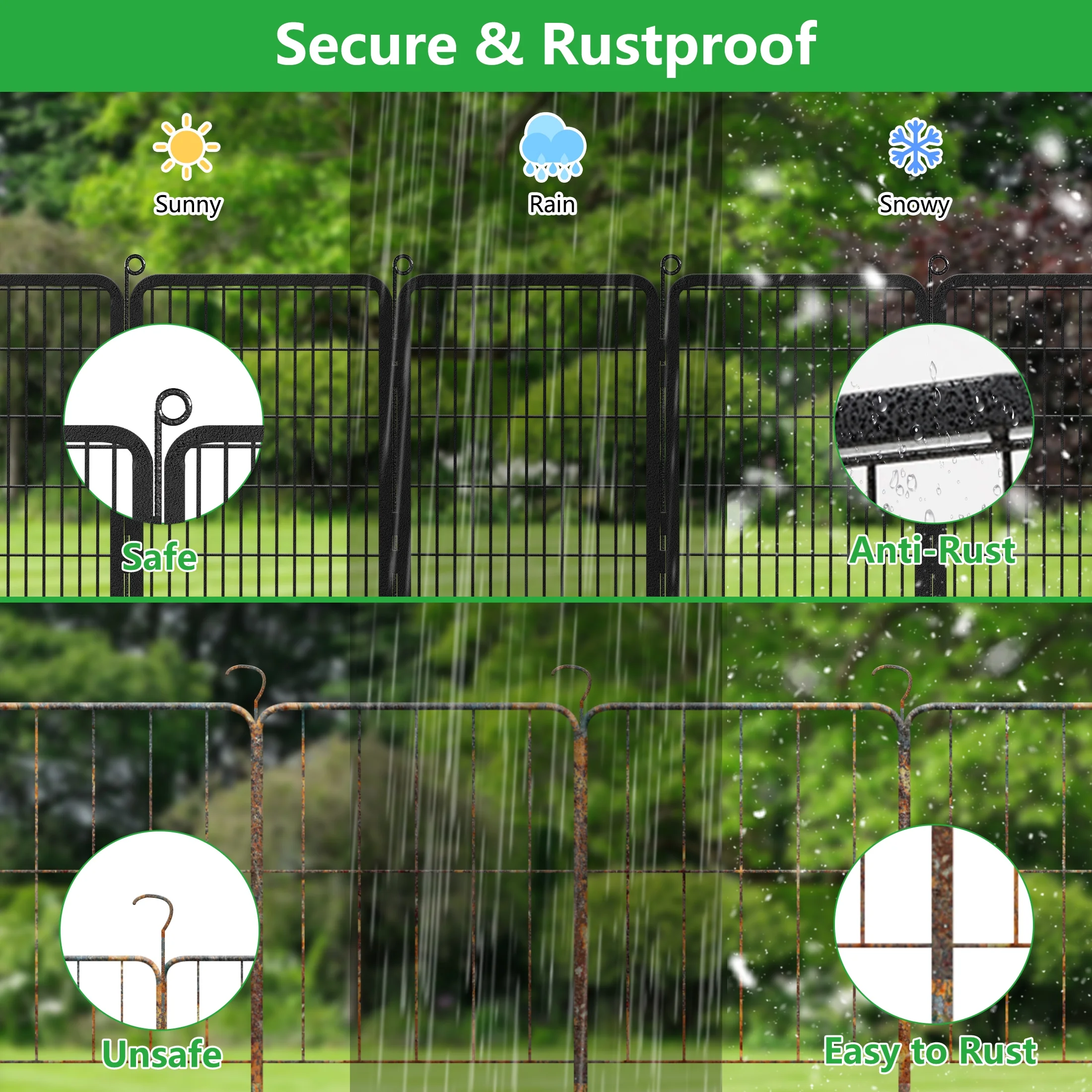 Garden Fence with Gate Fencing No Dig Fence Panels 30ft(L)��32in(H) for Yard Animal Barrier Decorative Garden Fencing for Backyard Patio Garden Fences and Borders for Dogs(14/32 in) - Image 4