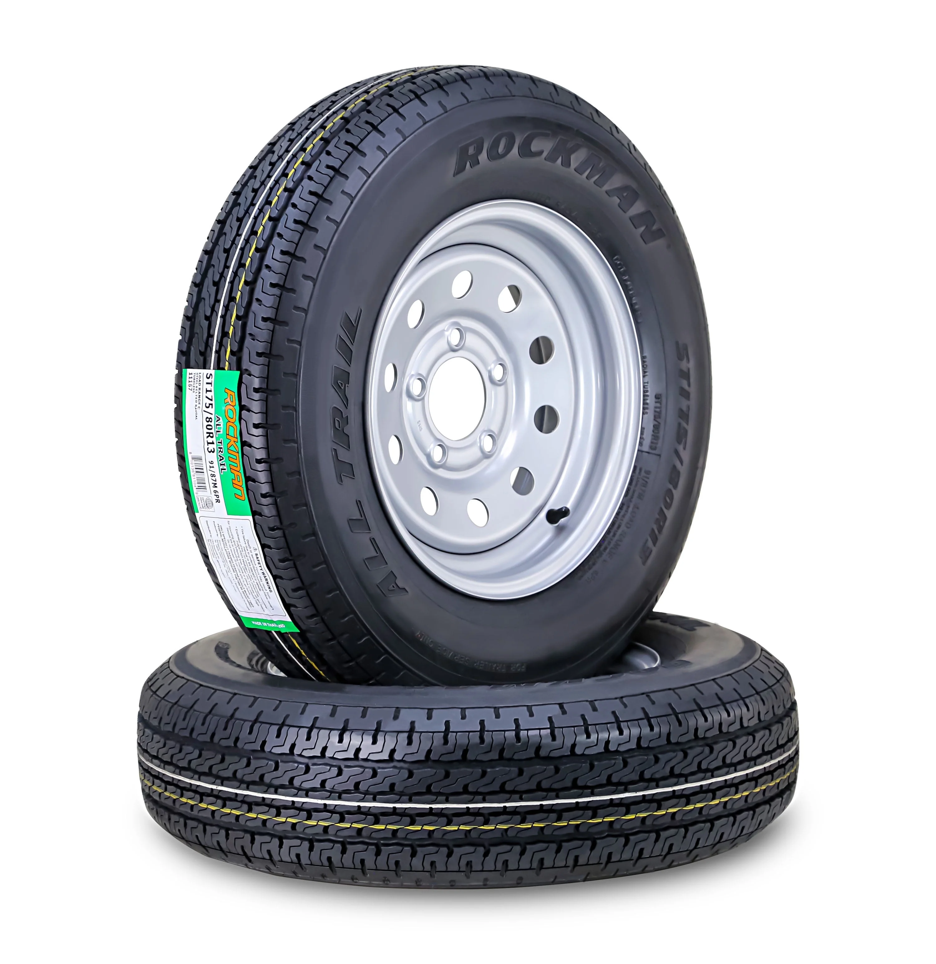 ROCKMAN Trailer Tire Wheel Assembly ST175/80R13 6 - Ply C 91M 5 Lug on 4.5