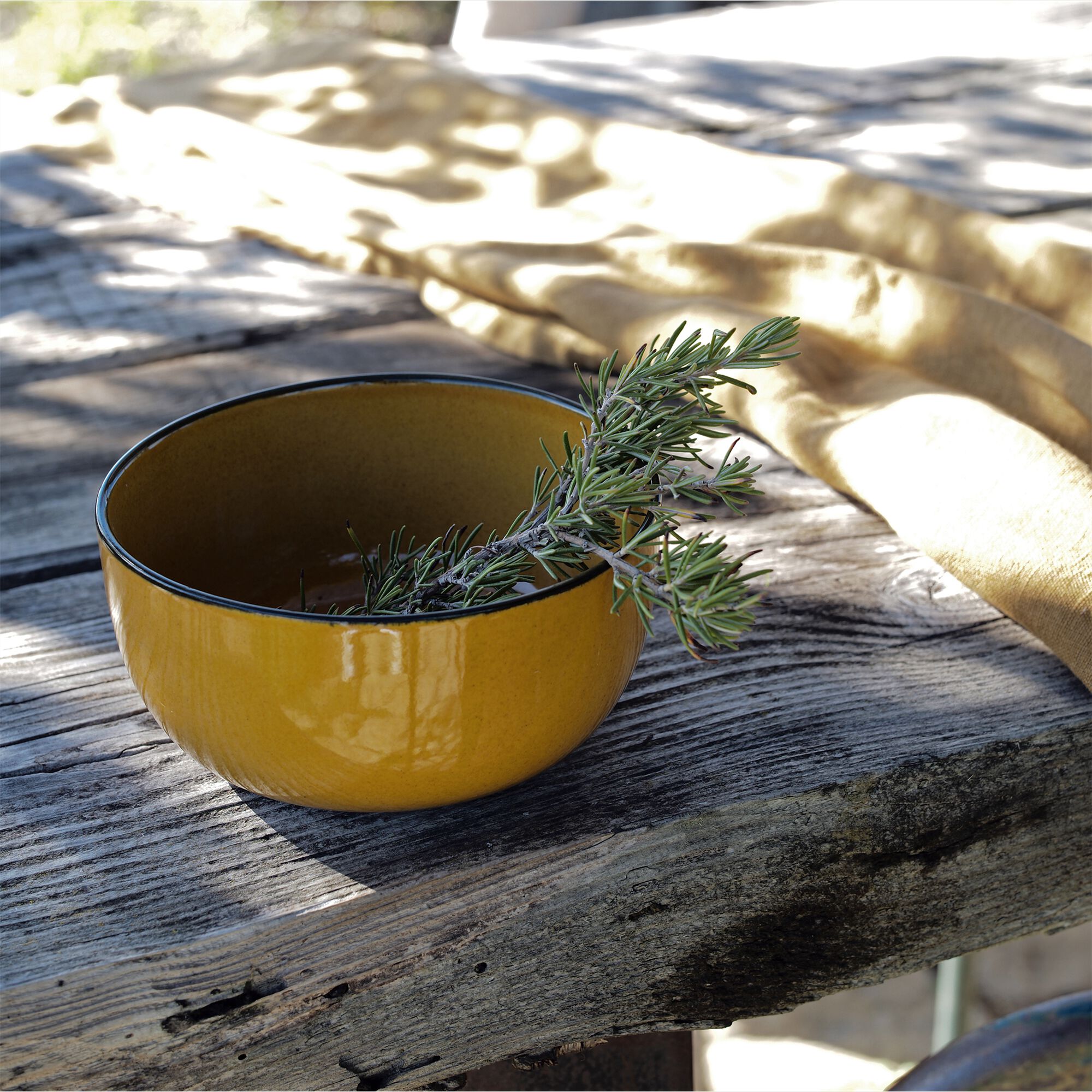 OLIVA - Bol en grès D14,8cm - jaune