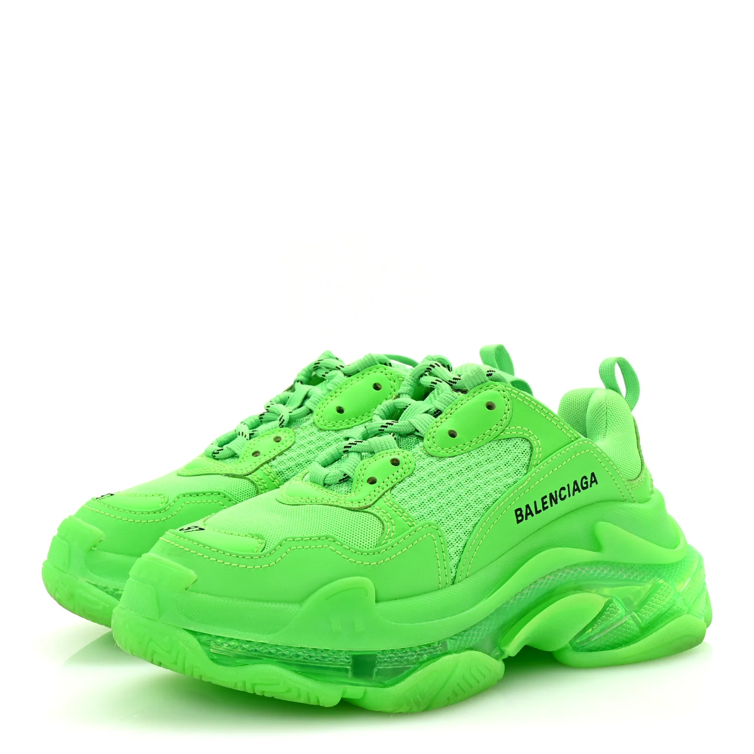 Fabric Mesh Clear Sole Womens Triple S Sneakers 37 Fluo Green