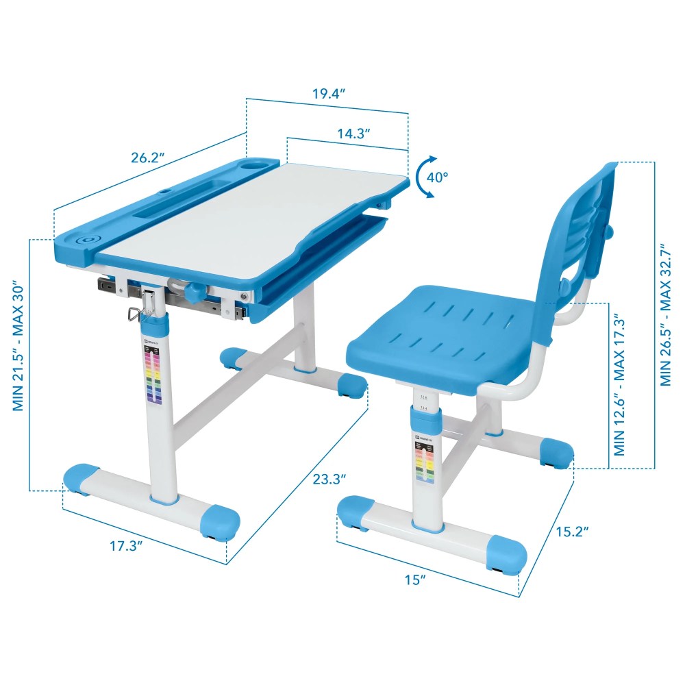 Mount - It! Kid - S Desk and Chair Set with Lamp and Book Holder