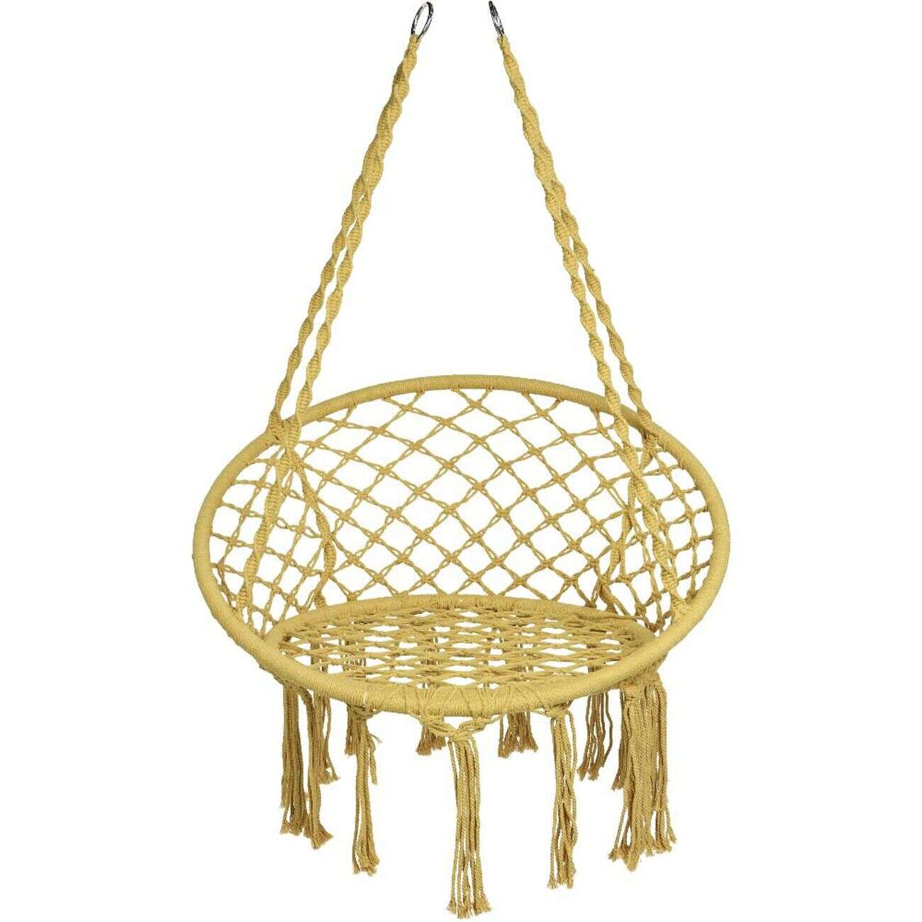 Siège suspendu rond Natura macramé ocre 80x60xH125cm