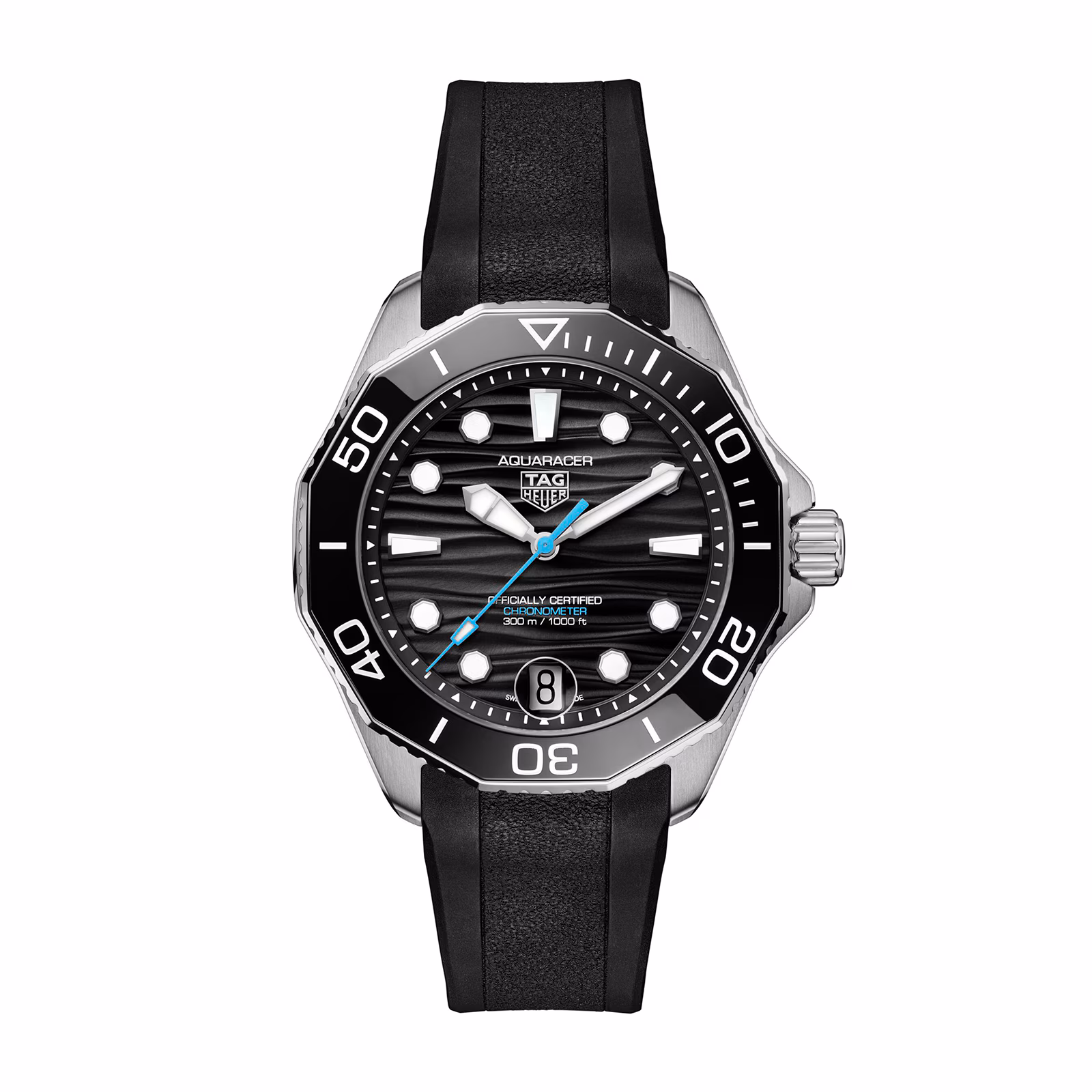 【Super Clone】TAG Heuer Aquaracer Professional 300 Date 42mm Mens Watch Black Rubber WBP5110.FT6257