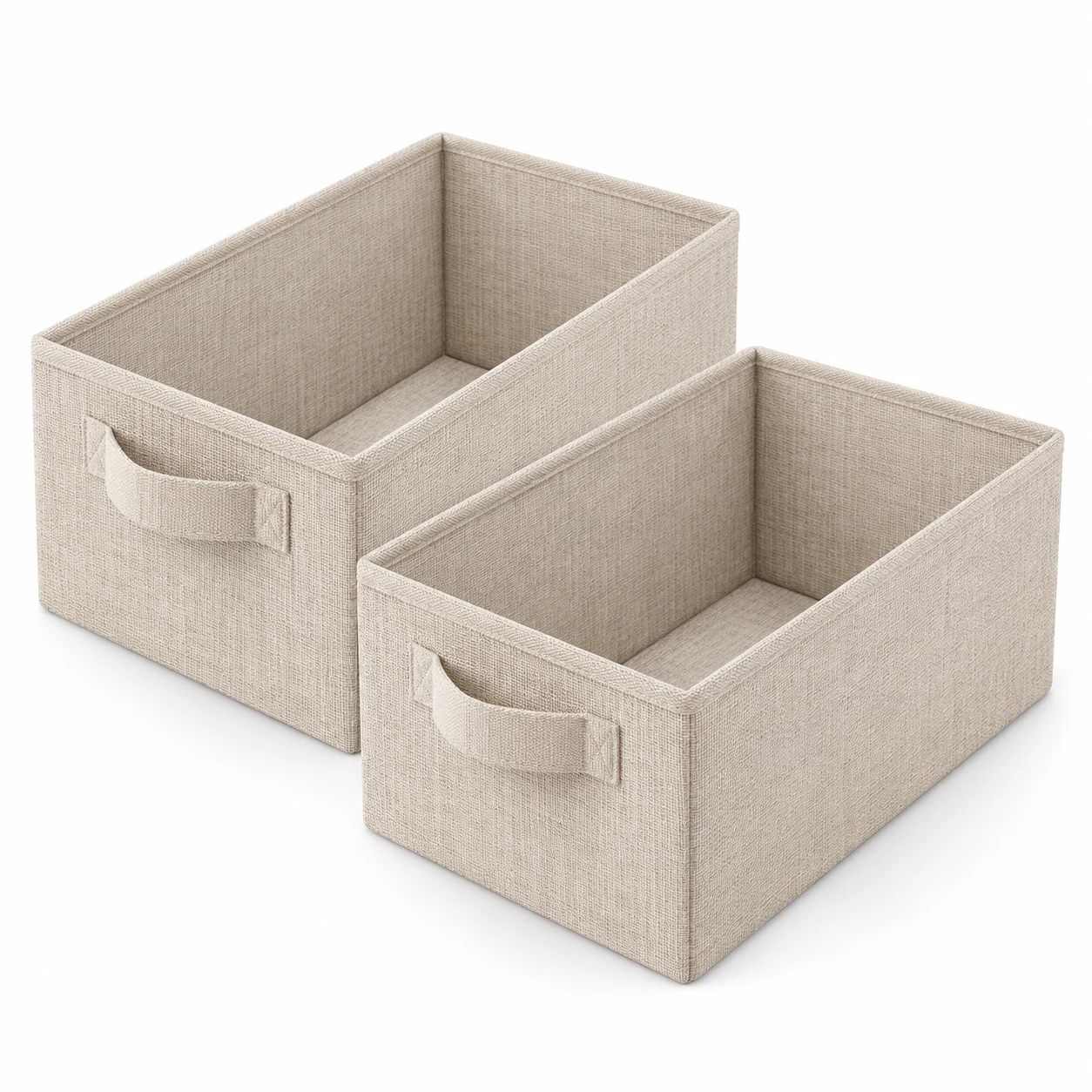 Oatmeal Deep Fabric Drawer Organizer Bins, 2-Pack