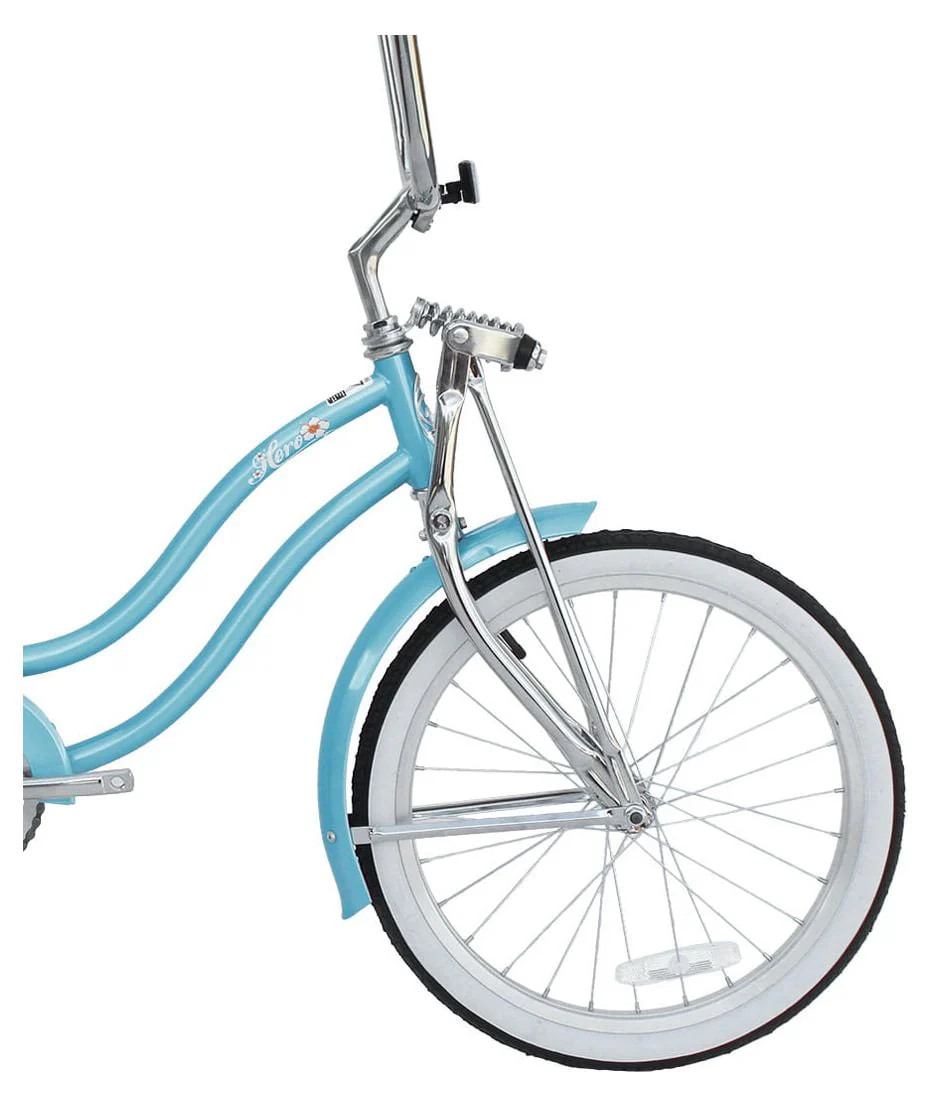 Wonder Wheels 20 in Women'S Girls Beach Cruiser Lowrider Coaster Brake Single Speed Bicycle, Bike with Banana Seat Stainless Steel Spokes One Piece Crank Alloy Rims 36 H - Baby Blue