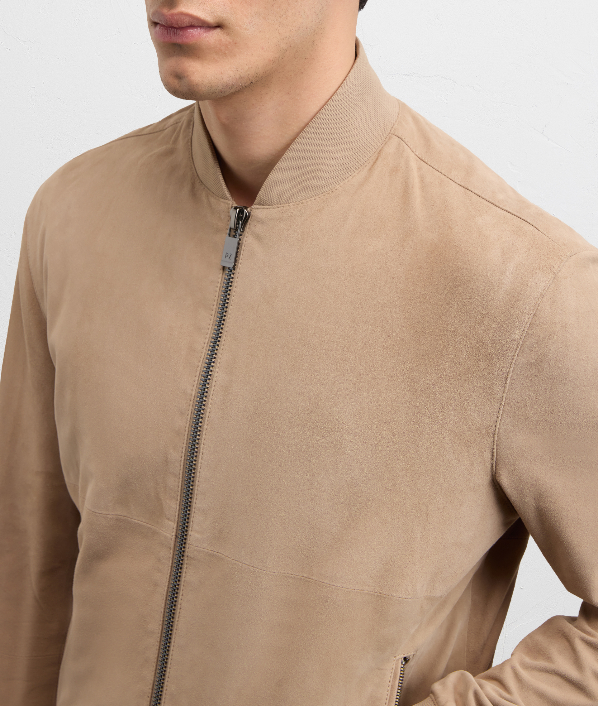 LIGHT BROWN GOAT SUEDE ULTRA LIGHTWEIGHT BOMBER JACKET