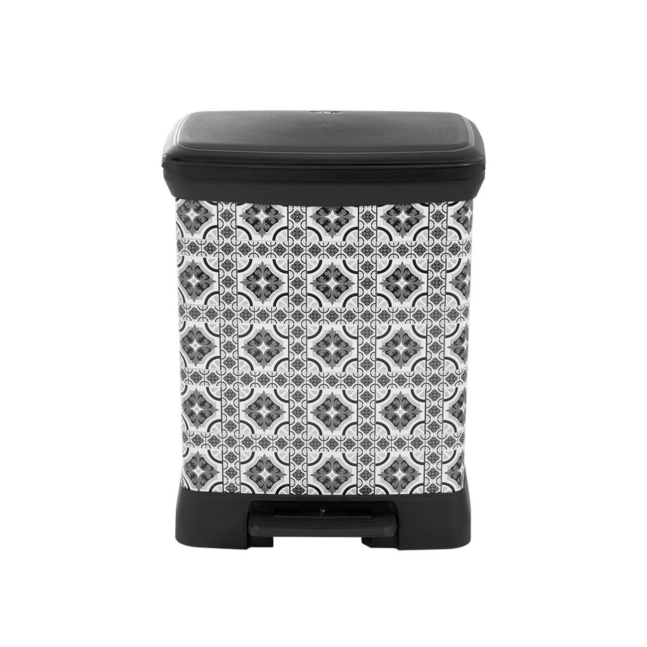 Poubelle à pédale motif carreaux de ciment 30L