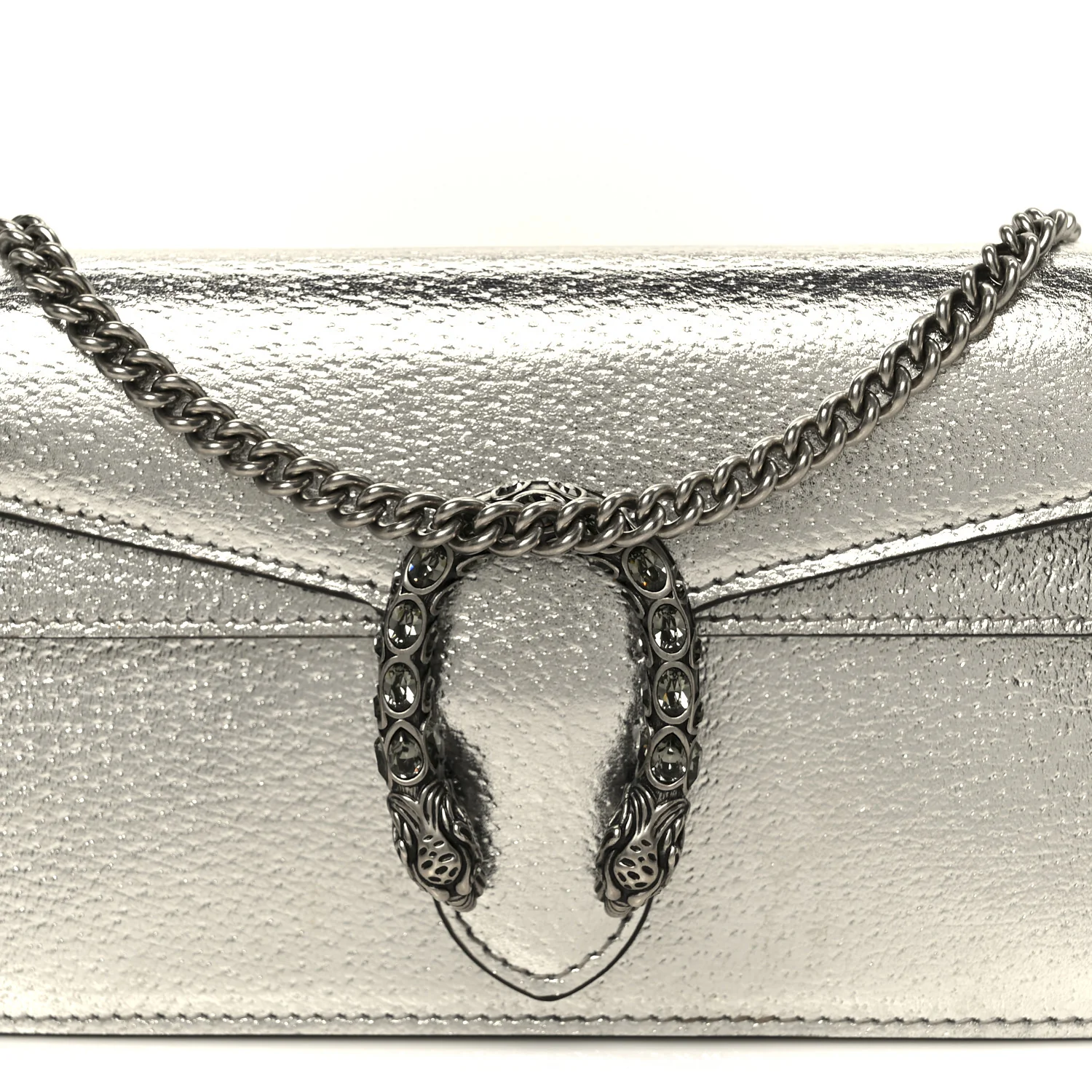 Metallic Calfskin Super Mini Dionysus Shoulder Bag Silver