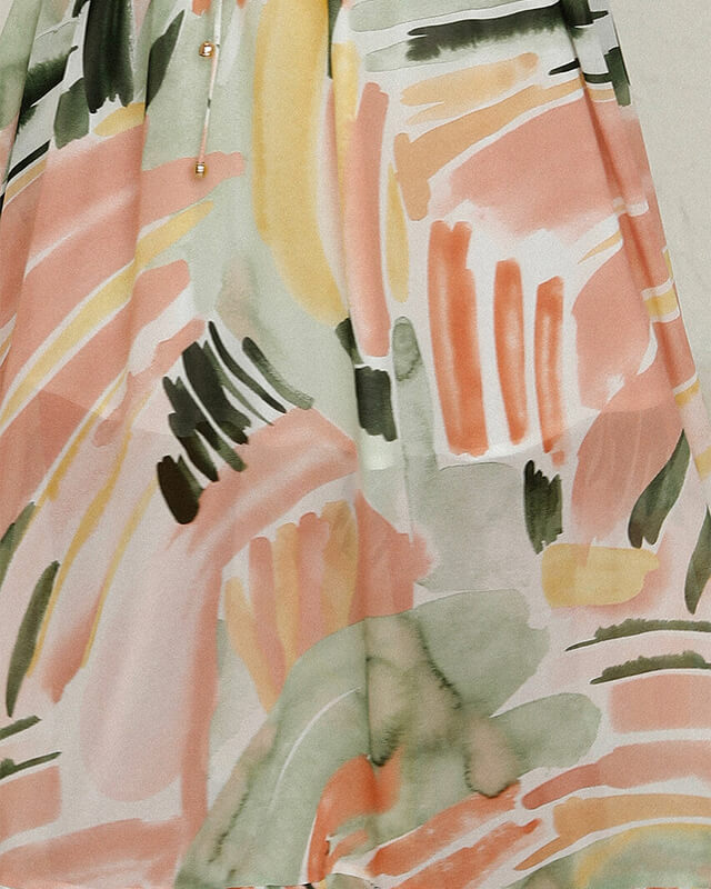 Robe à imprimé tropical et col en V pour femme