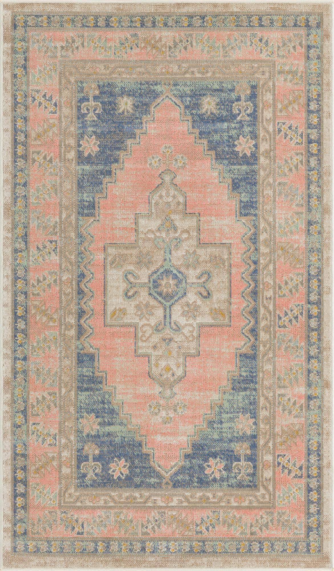 Unique Loom Geneva Whitney Rug, Blue, 4x6 ft
