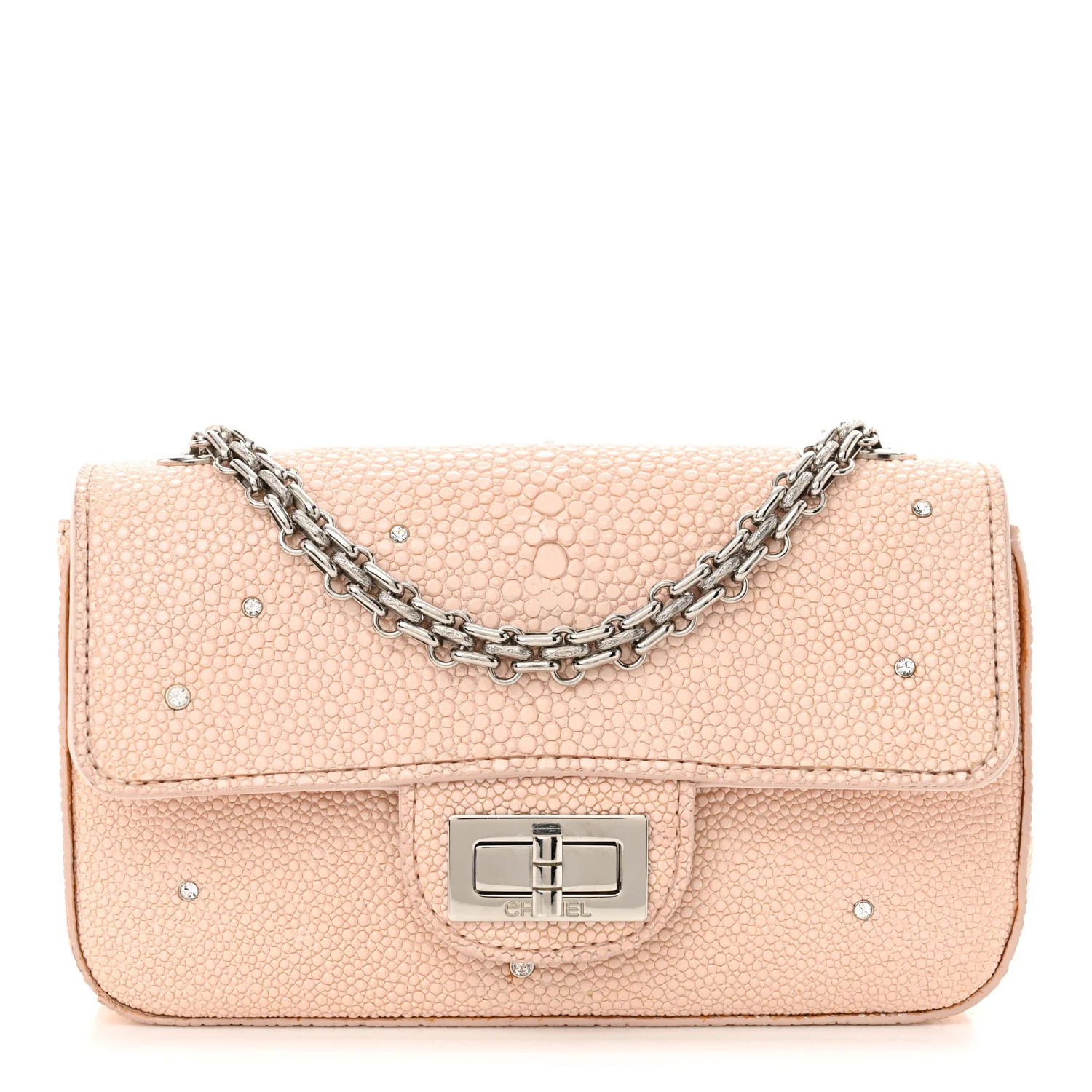 Galuchat Stingray Crystal Embellished 2.55 Reissue Mini Flap Light Pink