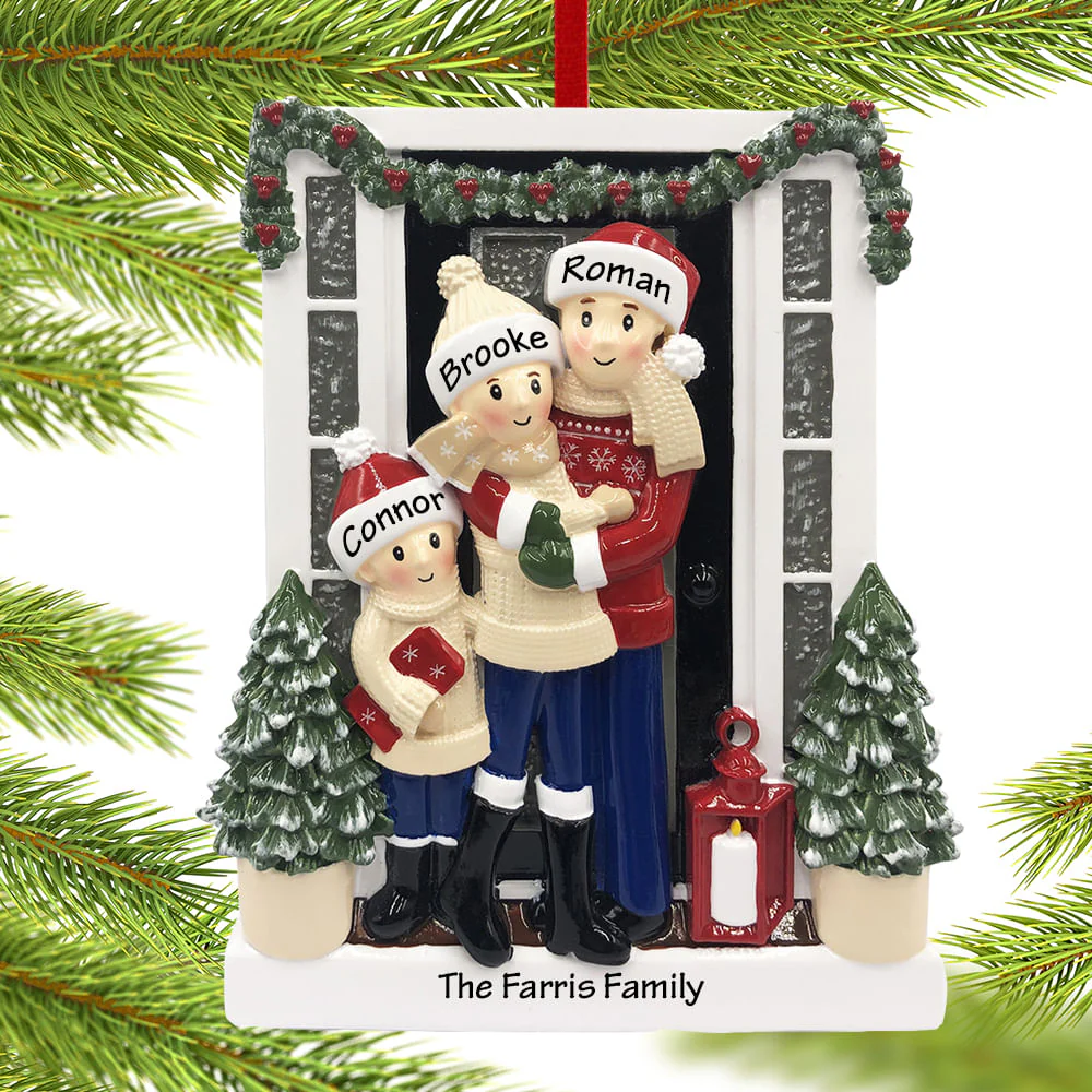 Farm House Family Personalized Ornament - 2, 3, 4, 5 Family Members
