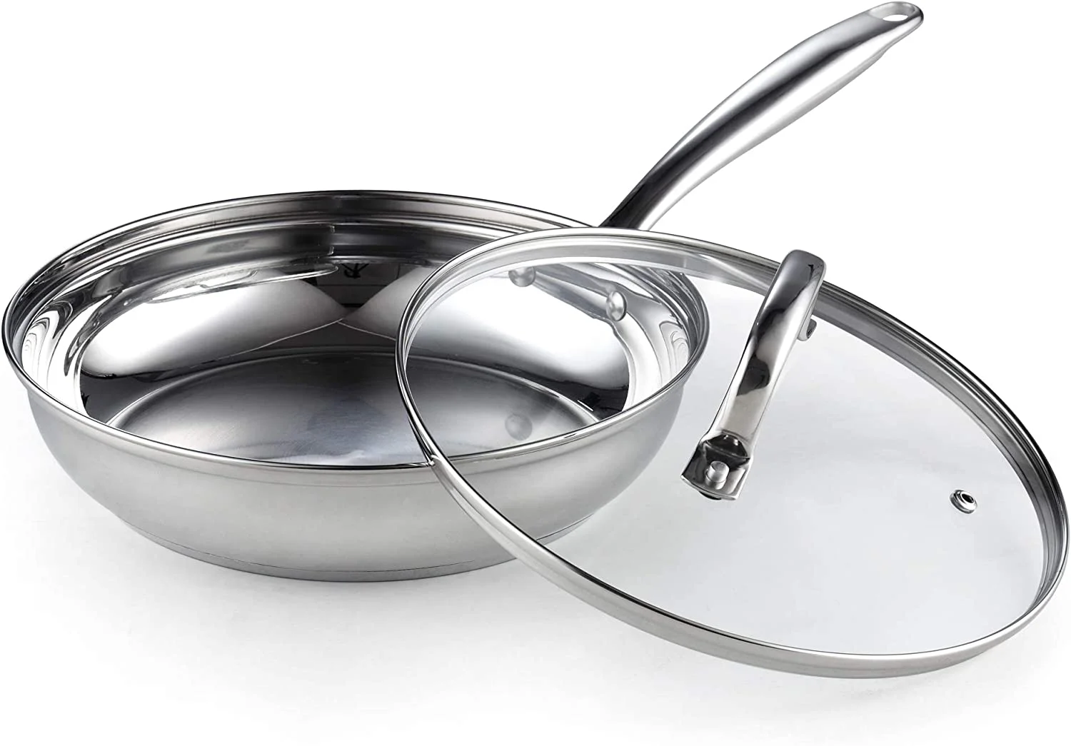 Cook N Home Pots and Pans Stainless Steel, 8 - Piece Induction Pot Kitchen Cookware Set, Silver, Oven Safe