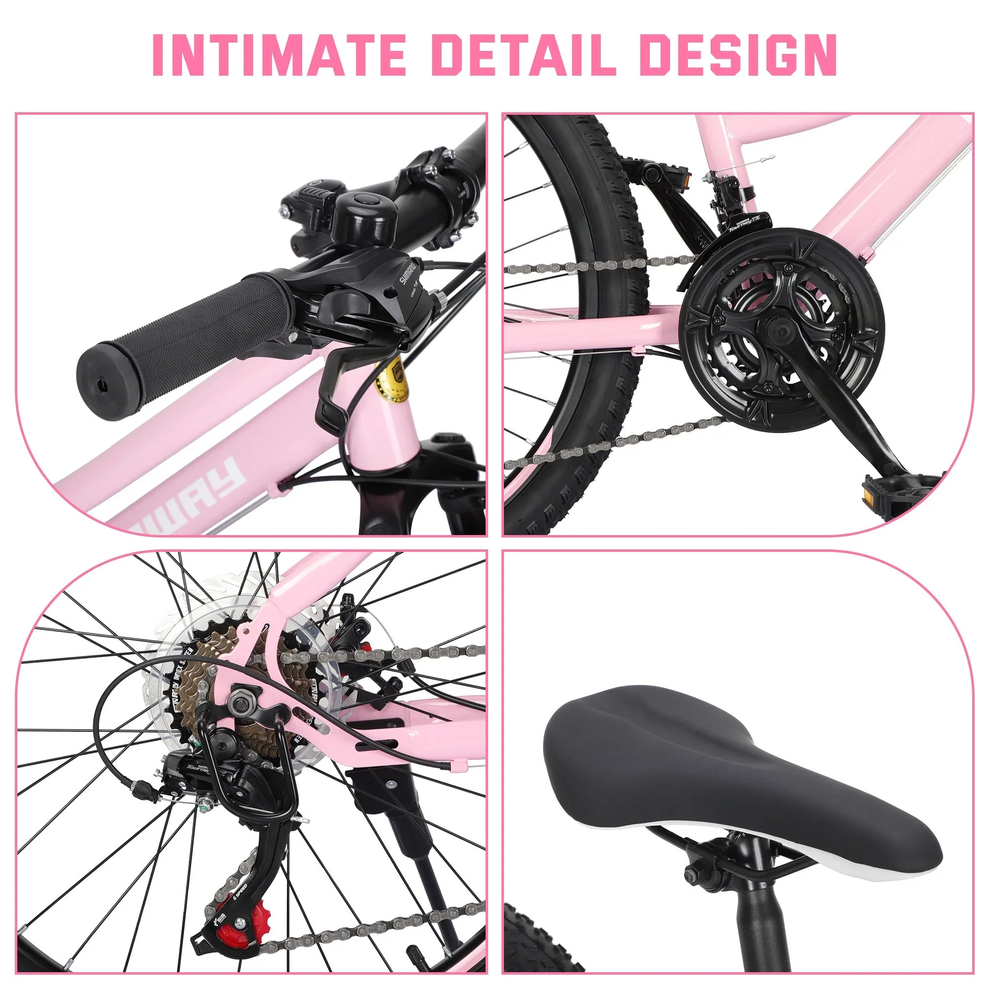 SHINPT 24 Mountain Bike for Teenagers and Adult, Mountain Bicycles with Dual Disc Brakes, Shimano 21 Speeds Bicycles for Men Women, Adult Bicycle with Comfort Saddle, Commuter Bike