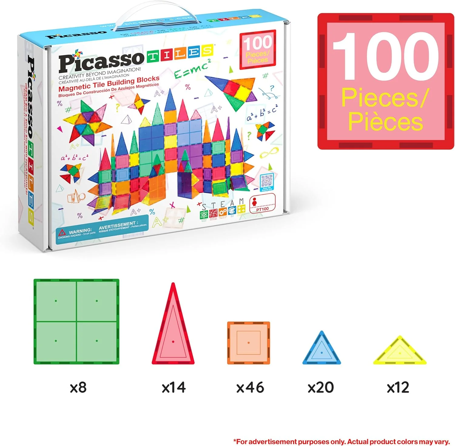 Magnetic Building Blocks Toy Set – 100-Piece 3D Magnetic Construction Tiles