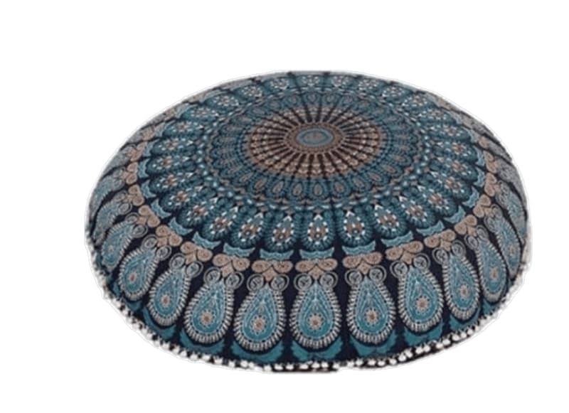 My Dream Carts 32 inch Floor Pillow Cushion (Cover Only) Meditation Seating Ottoman Throw Cushion Cases Mandala Hippie Decorative Round Bohemian