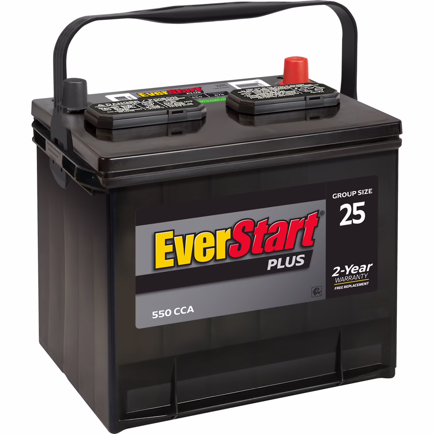 Plus Lead Acid Automotive Battery, Group Size 25 12 Volt, 550 CCA