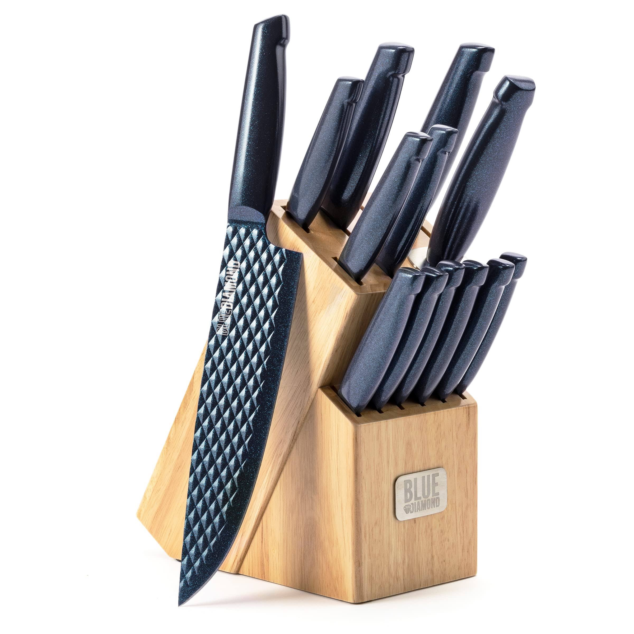 Blue Diamond Sharp Stone Nonstick 14-Piece Stainless Steel Knife Block Set
