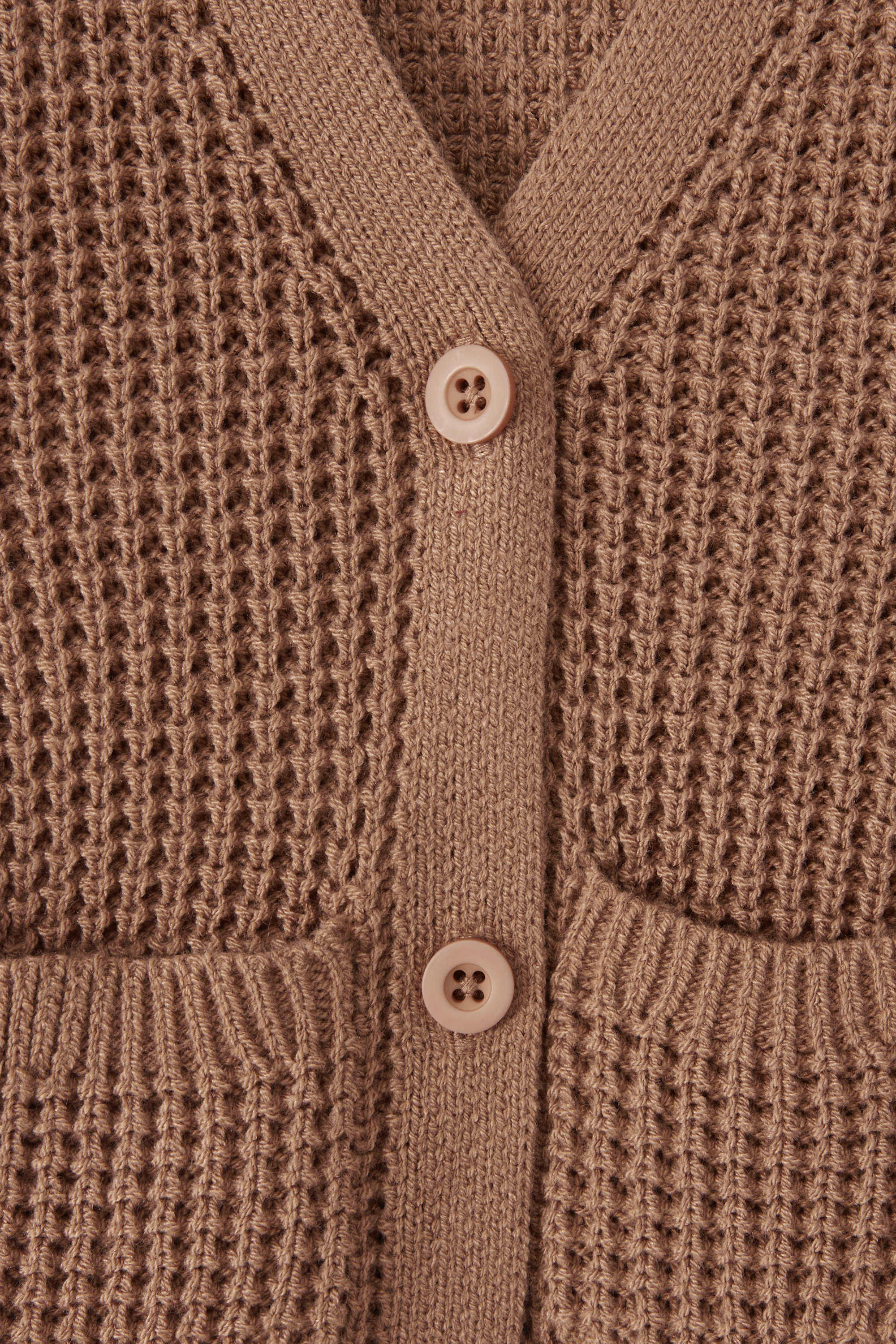 Chunky Knit Waffle Cardigan in Latte