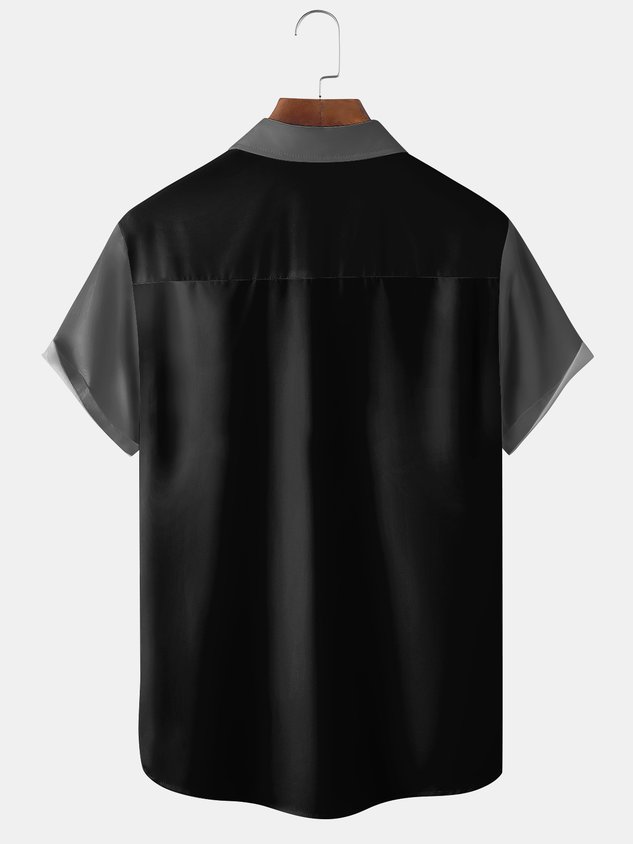 Chemise hawaïenne décontractée pour homme, imprimée guitare, boutons sur le devant, poche poitrine, coupe ample, style hawaïen.