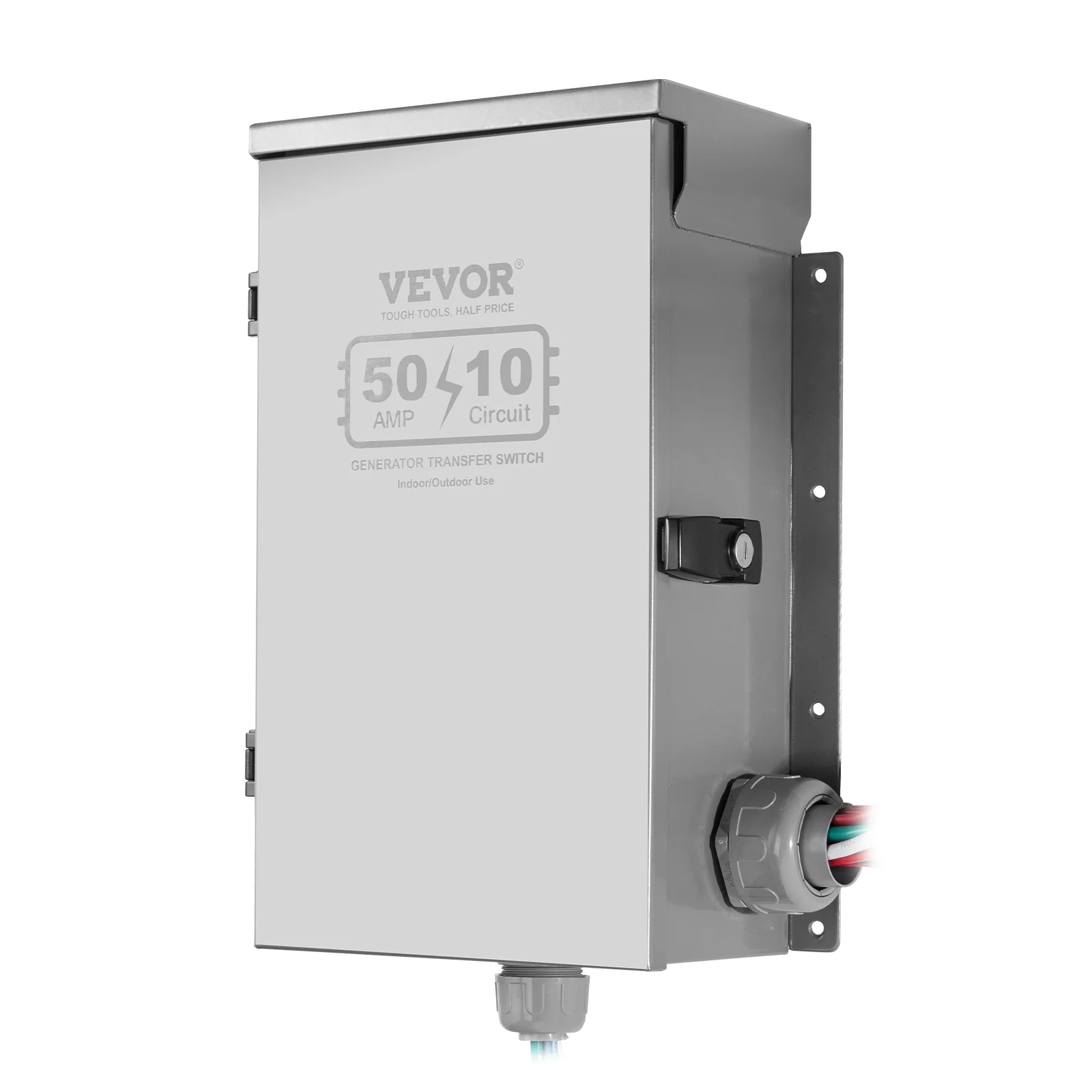 Manual Transfer Switch, 50-Amp 10-Circuit, Prewired Generator Transfer Switch Kit with CS6375 Plug Power Inlet Box, Double-Throw Switch, NEMA 3R, Mechanical Watt Meter, for 12500W Generators - Image 9
