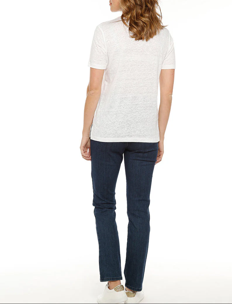 Tee-shirt femme ample blanc en lin
