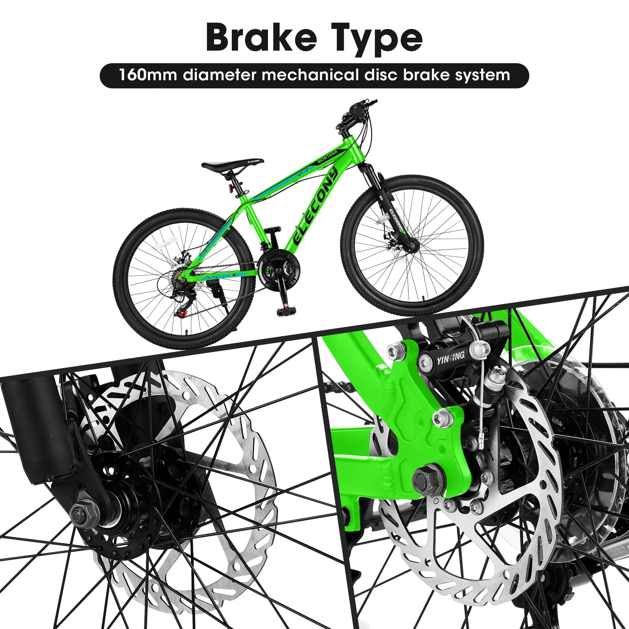 24" Mountain Bike, Aluminum Mountain Bike for Adult with Disc Brakes, 21 Speeds Bike for 14-18 Yeas Old,Green - Image 6
