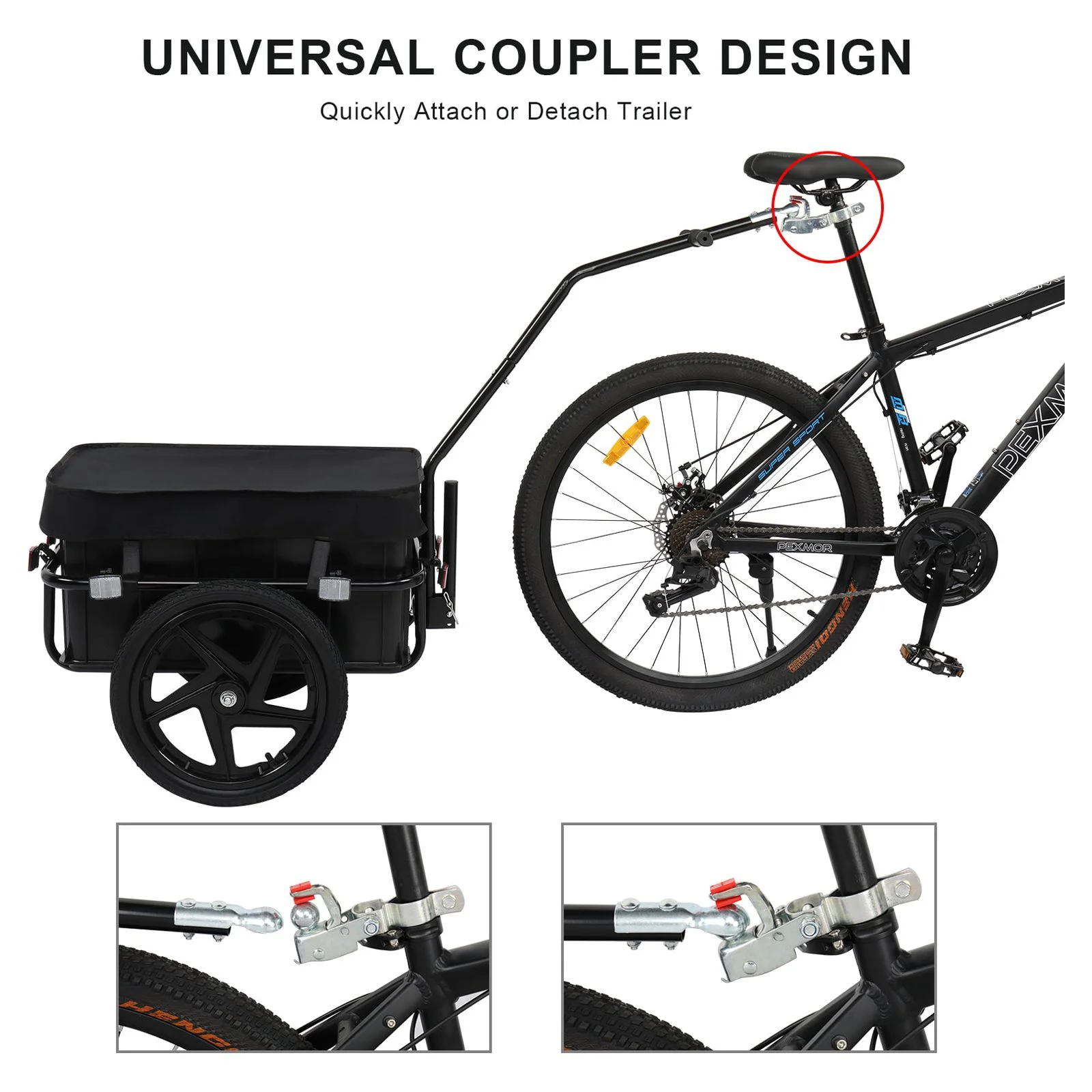 Bike Cargo Trailer, Bicycle Wagon Trailer W/Universal Coupler Waterproof Cover - Image 4