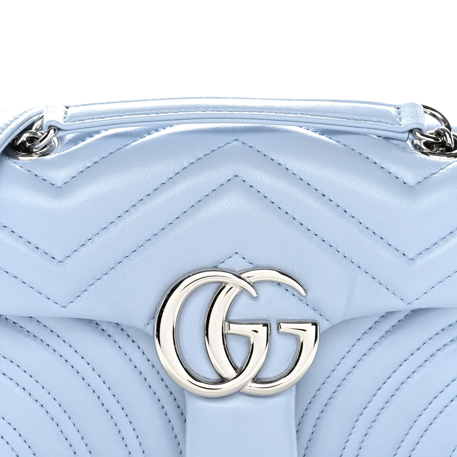 Lambskin Matelasse Small GG Marmont Shoulder Bag Porcelain Light Blue