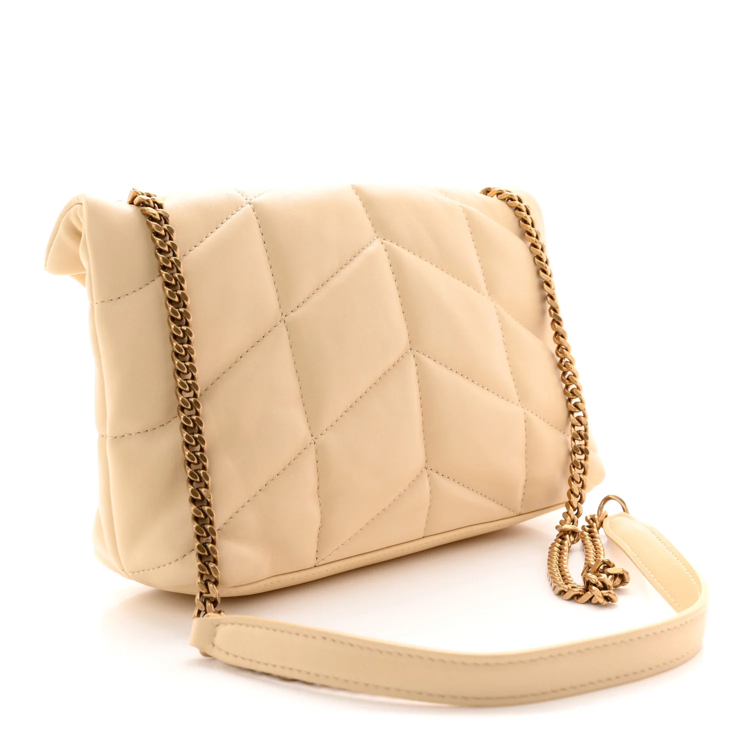 Lambskin Quilted Toy Loulou Puffer Monogram Chain Satchel Jaune Pale