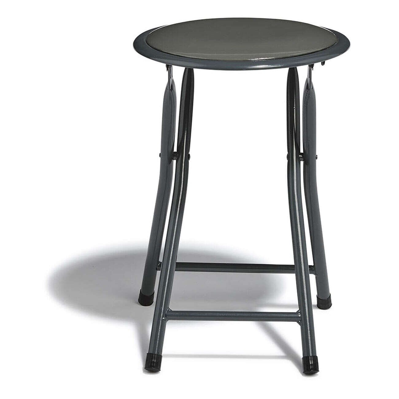 Tabouret pliant Aiden métal et pvc Gris L.30 x P.35 x H.45 cm