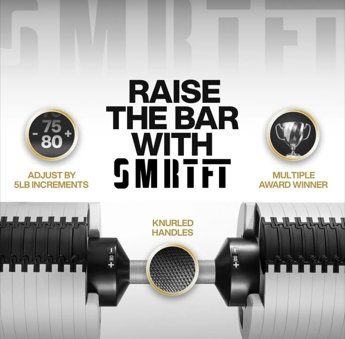 SMRTFT NUOBELL - All - in - One, Durable, Adjustable Dumbbells, Black, 5, 80 lb