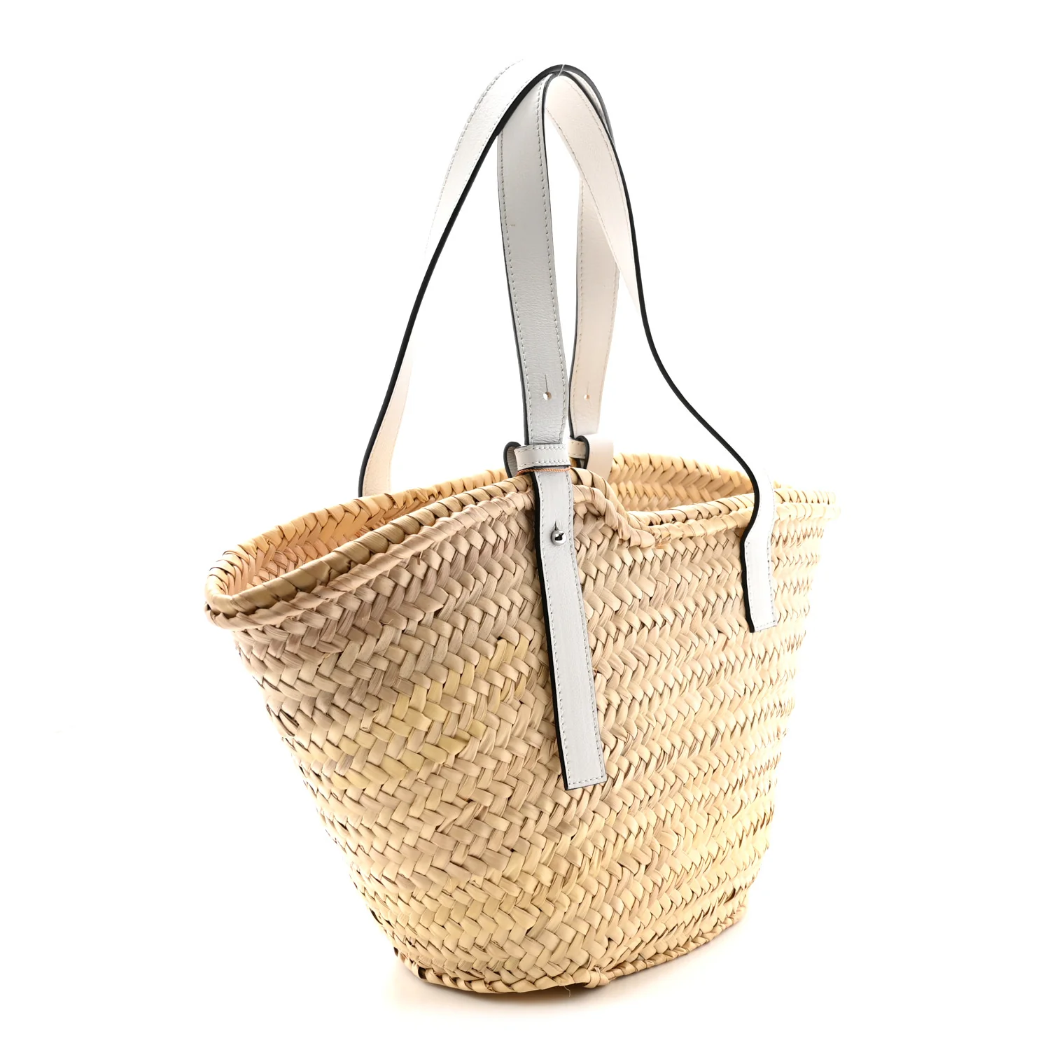 Raffia Basket Tote Bag Natural White