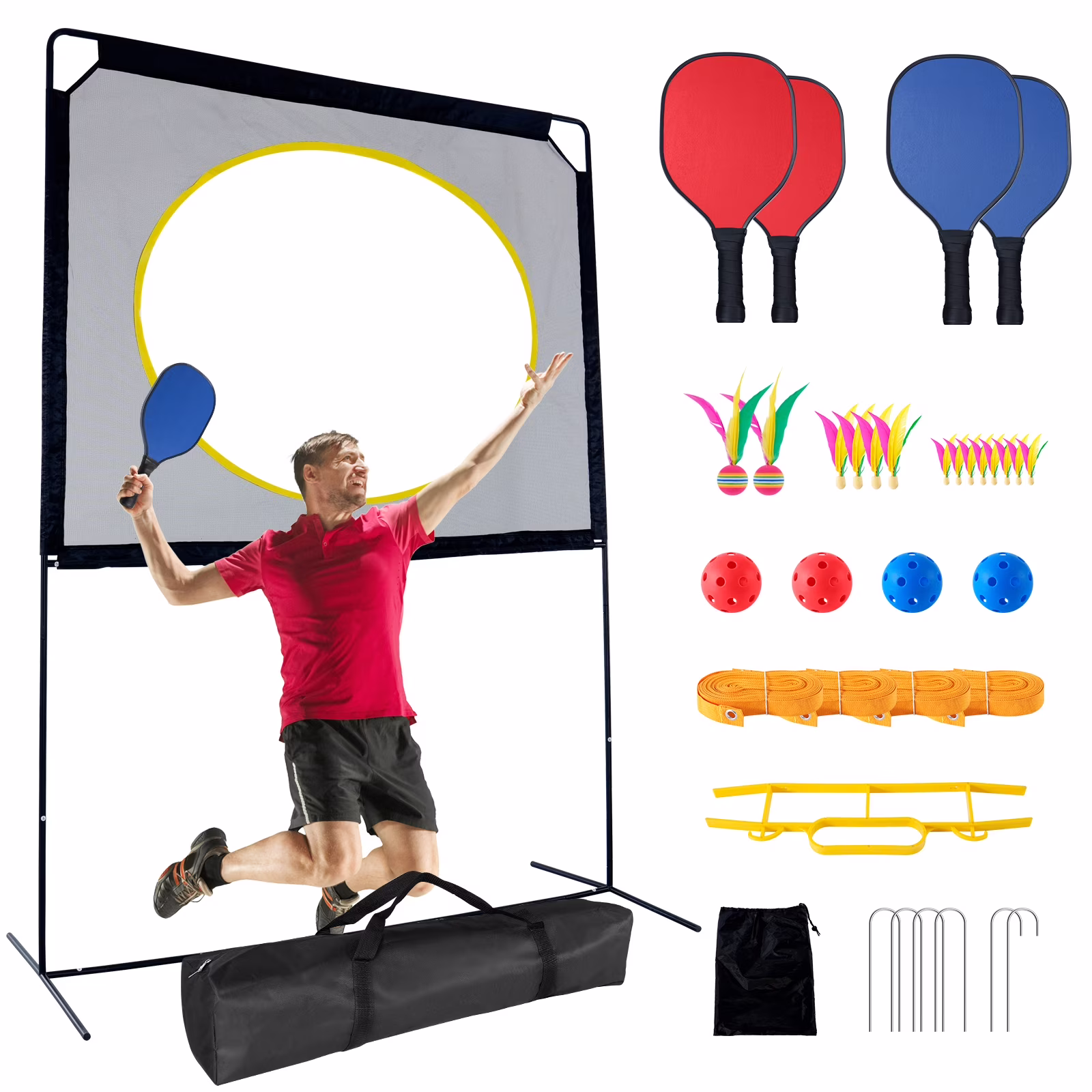 Portable Pickleball with Net, A Racket Game That Combines Pickleball, Badminton, Jianzi, and Tennis, Backyard Games Sport Outdoor Indoor, Fun Games for Kids Adults(11-in-1 Game Table) - Image 3