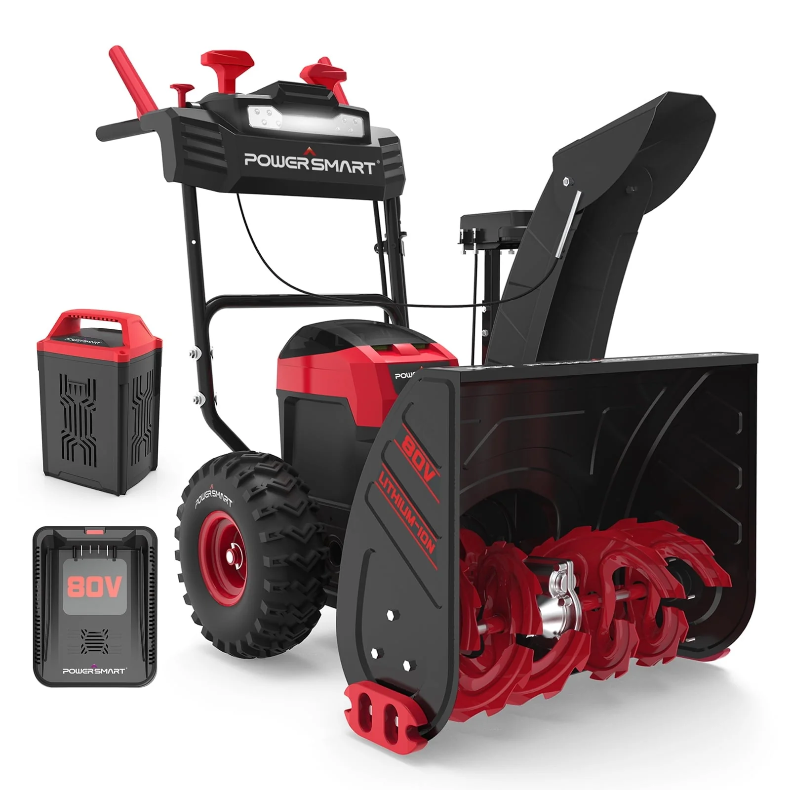 PowerSmart  24 inch 2 Stage 80V Cordless Snow Blower,Battery and Charger Included ,DB2805RB