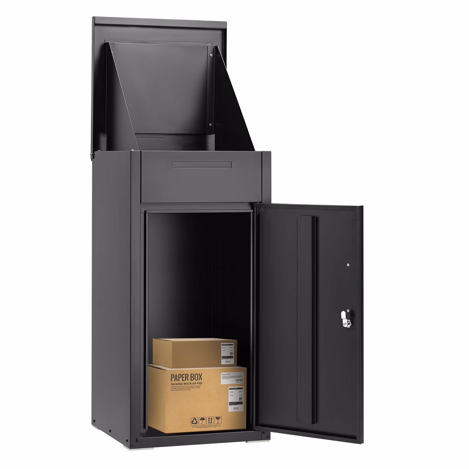 Package Delivery Boxes for Outside Parcel Drop Box Outdoor Storage Box Wall Mounted Express Mail Package Delivery Box 17" x 16" x 38 3" Black(Black/Large)