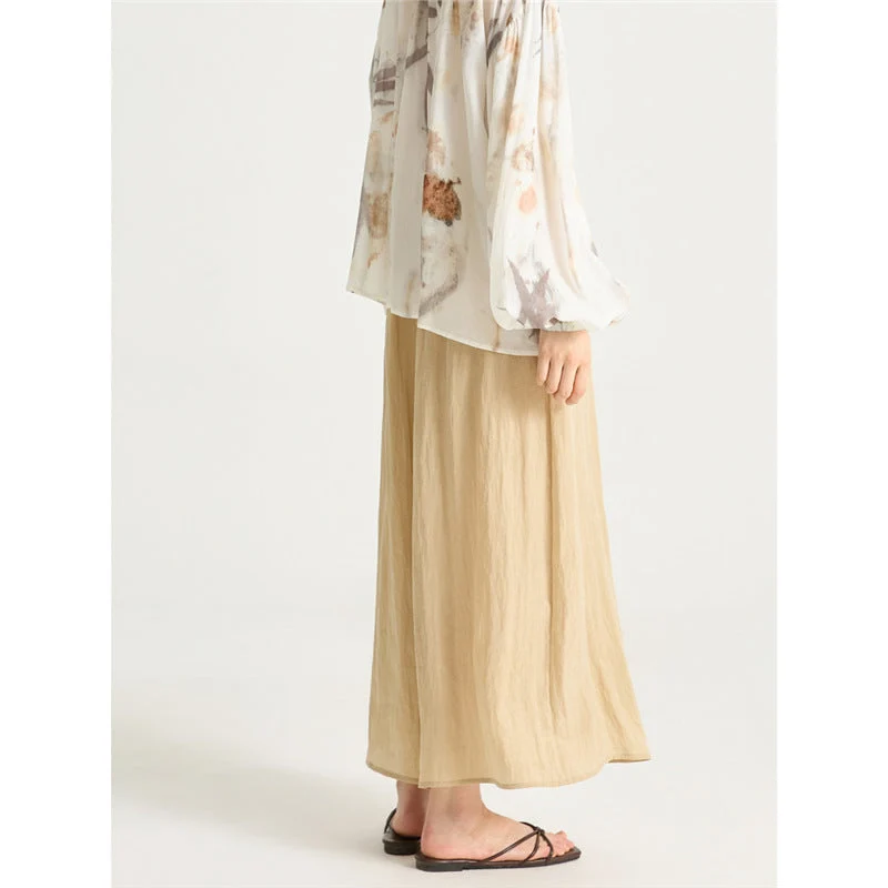 LONGÉ Women's Cupro Nylon Blend Wide-Leg Pants