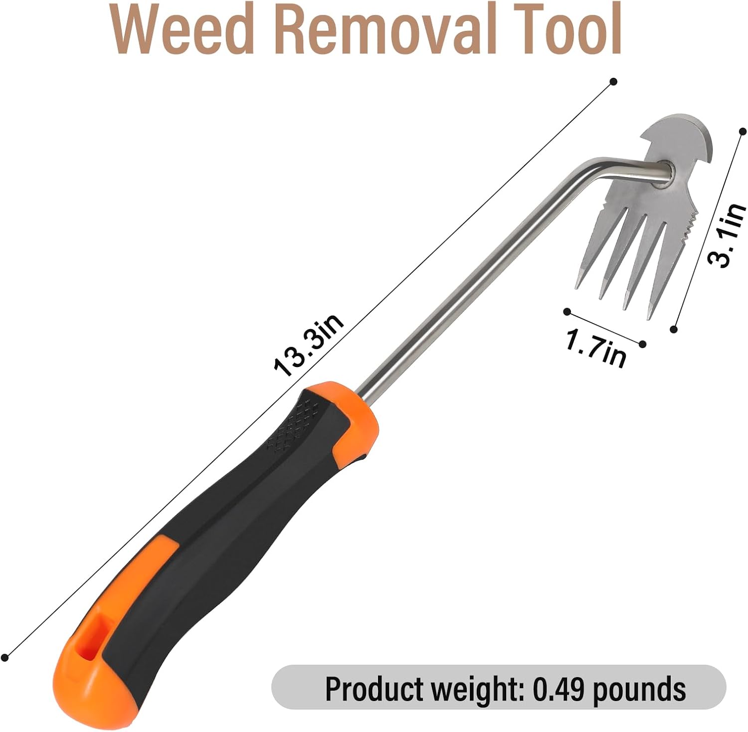 SIXCAR Weed Remover Tool, Portable Garden Weeder Tool, New Gardening Weeding Tools, for Garden Hand Tools for Vegetable Gardening, Backyard Farm Planting & Uprooting Weeding Tool (Rubber Handle)