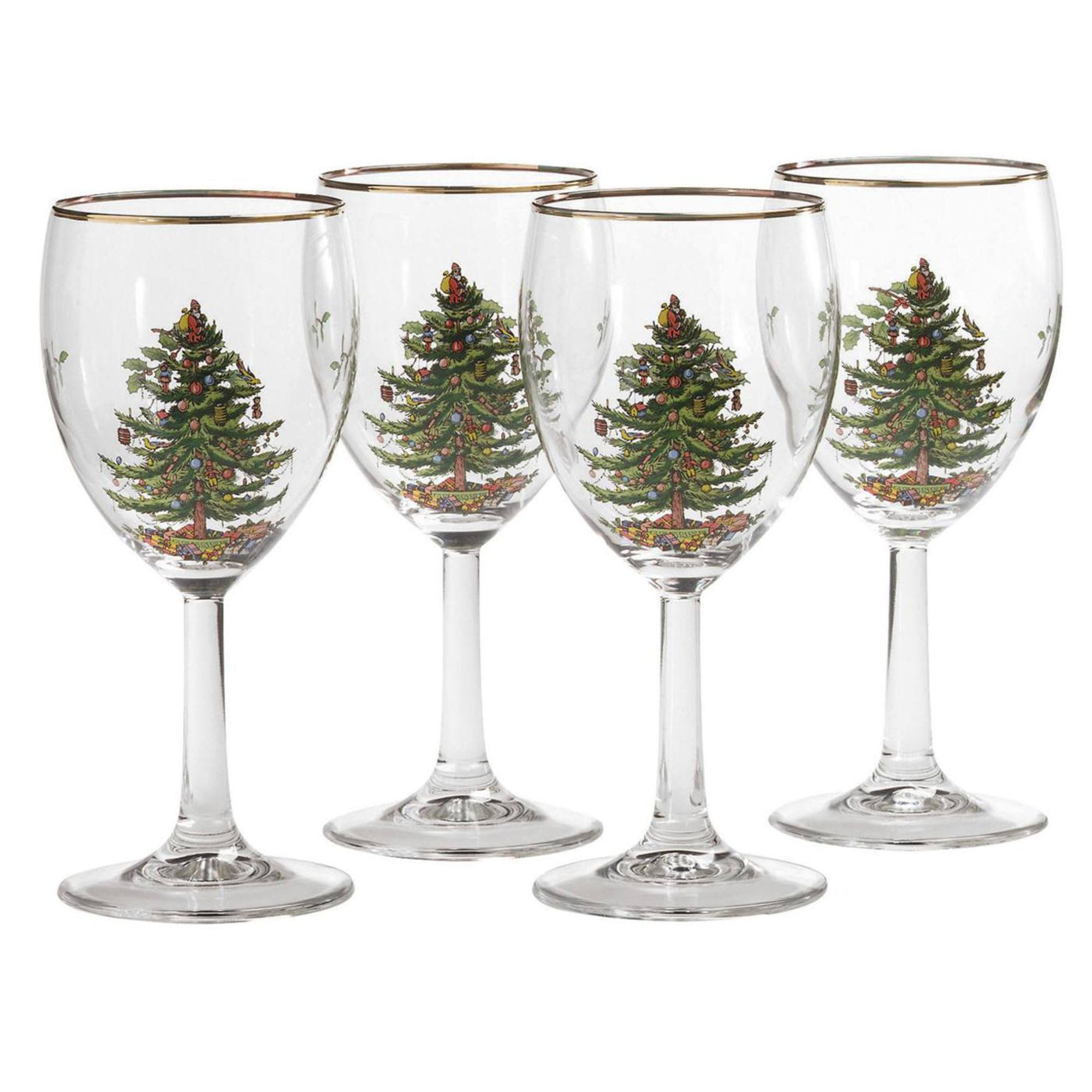 Spode Christmas Tree Set of 4 Wine Glasses